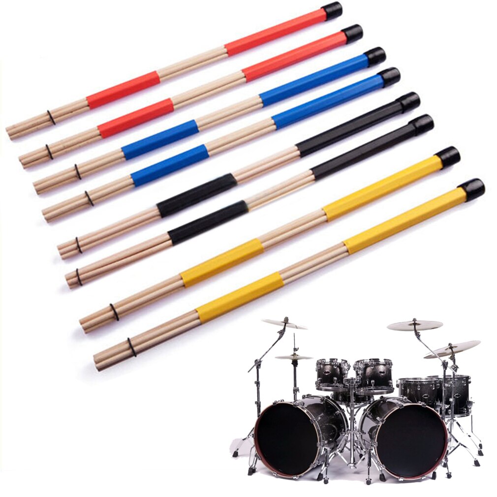 Tambor de percusión , de bambú, de campo, Jazz, de Balada, con mango de goma, 1 par