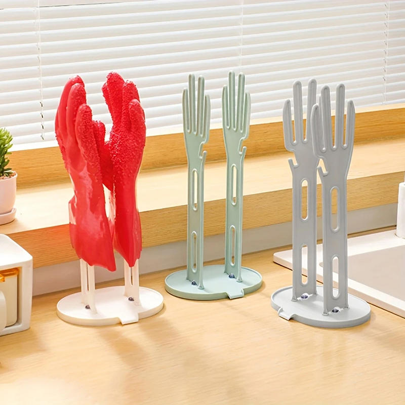 A drying rack for kitchen rubber gloves, a glove holder and a drying rack for towels in the kitchen and bathroom