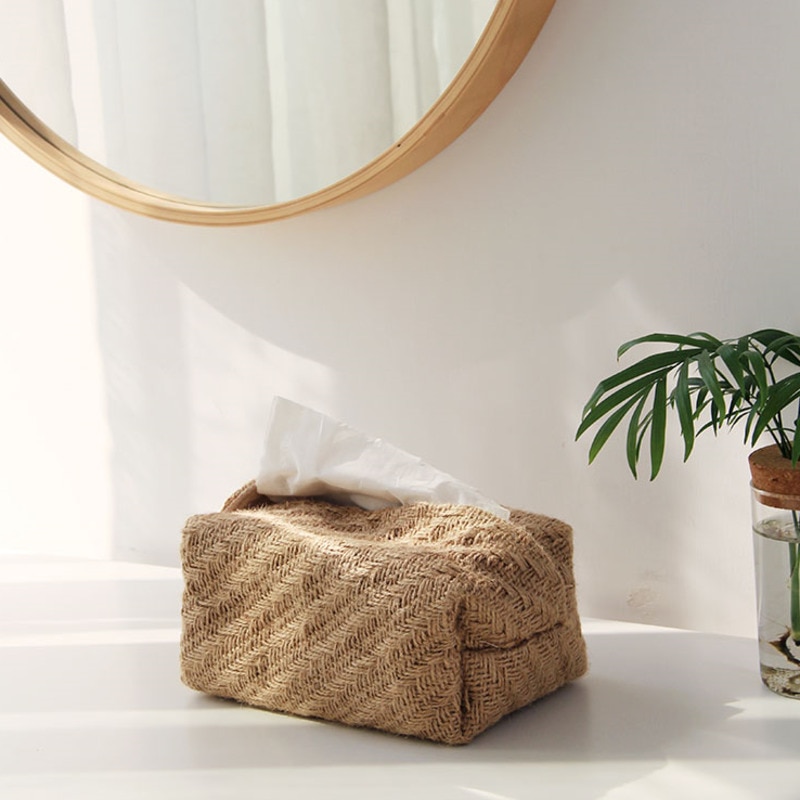 eins Baumwolle Und Leinen Pumpen Kasten Stoff Einfache Weben Homestay Dekoration Wc Papier Lagerung Beige Aprikose Foto Stütze