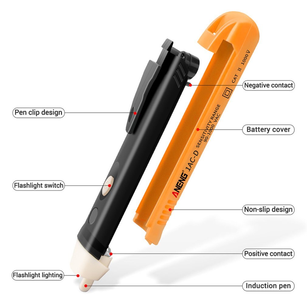 1AC-D Ac Stroomspanningsdetectors Test 12-1000V Non-contact Tester Pen Tester Meter Volt Huidige Elektrische Test potlood