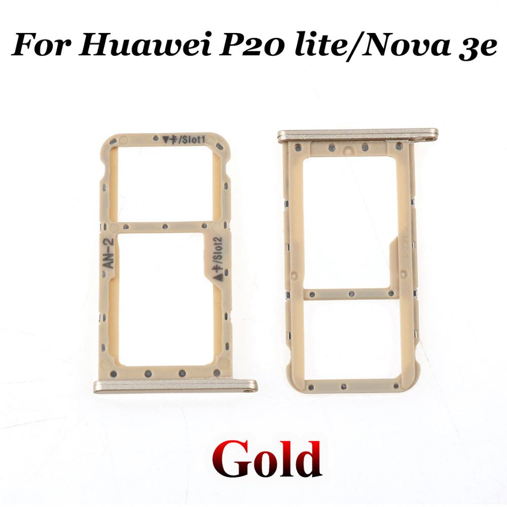 YuXi Voor Huawei P20 Lite/Nova 3E SIM Micro Secure Digital Geheugenkaart Lade Dubbele Slot Houder Carrier Adapter vervanging + Tool: Gold