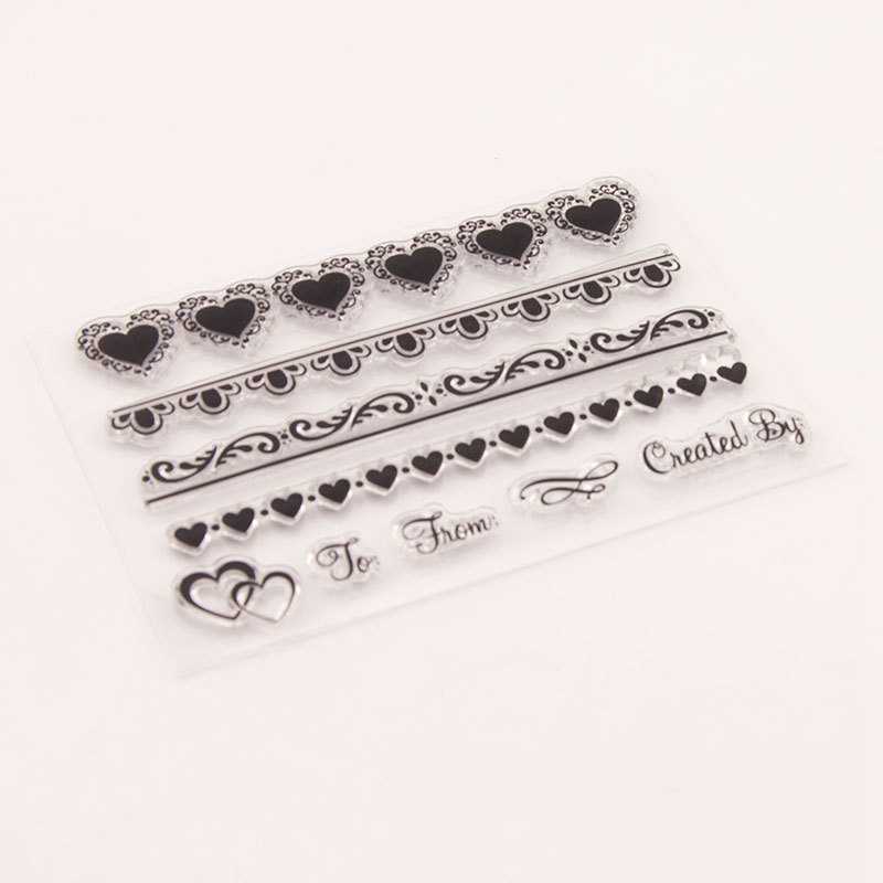 Love Heart strip Border Transparent Clear Silicone Stamp/Seal for DIY Scrapbooking/Photo Album Card Making Stamps