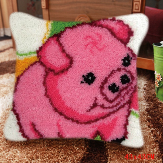 Loquet crochet tapis Kits mignon licorne loquet crochet Animal Foamiran tapis broderie oreiller coussin bouton paquet kussen knooppakket: ABZ155