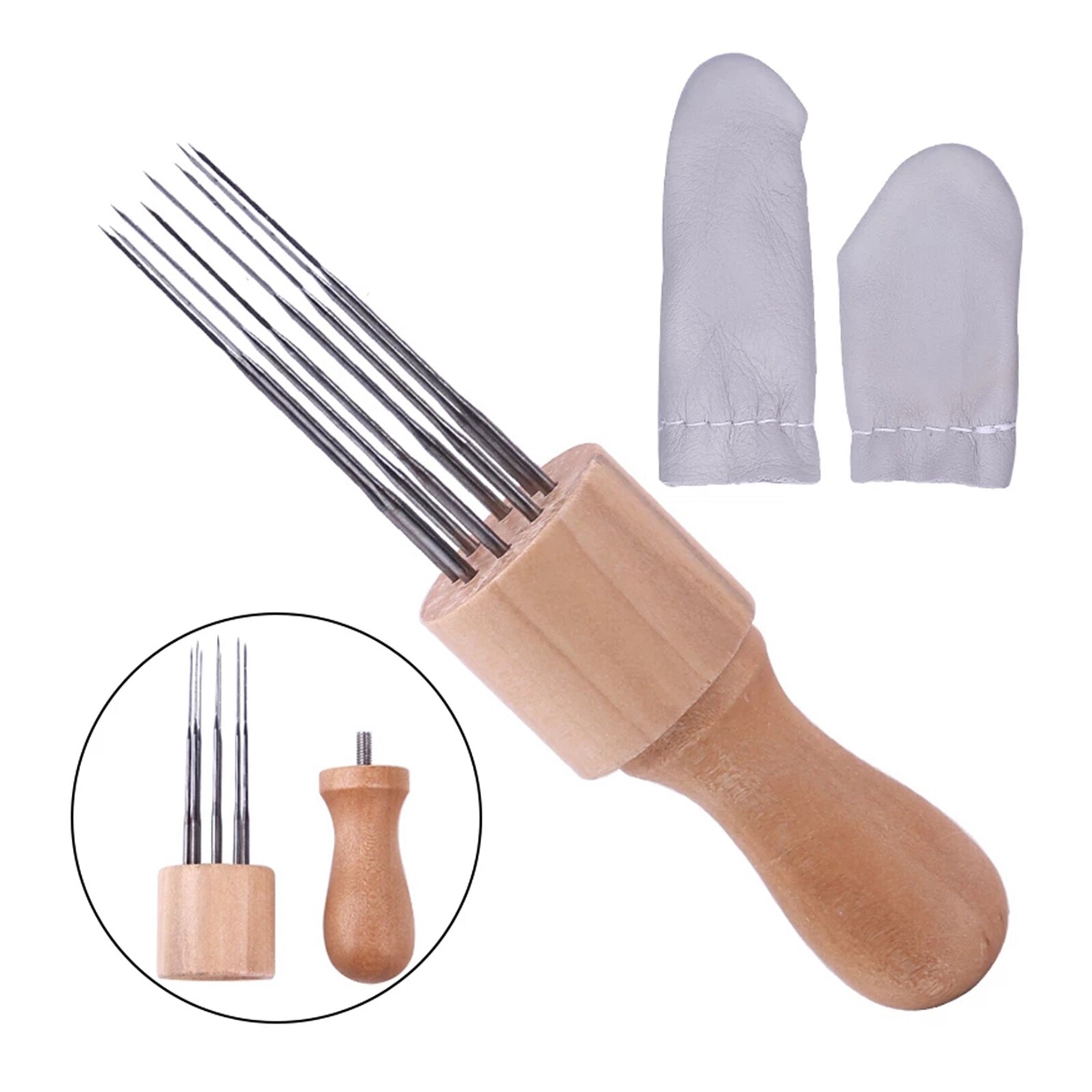 8 Stks/set Naalden 8 Maten Viltnaalden Art Wolvilt Pokdalig Naalden Set Diy Craft Vilt Gereedschap Met Houten handvat
