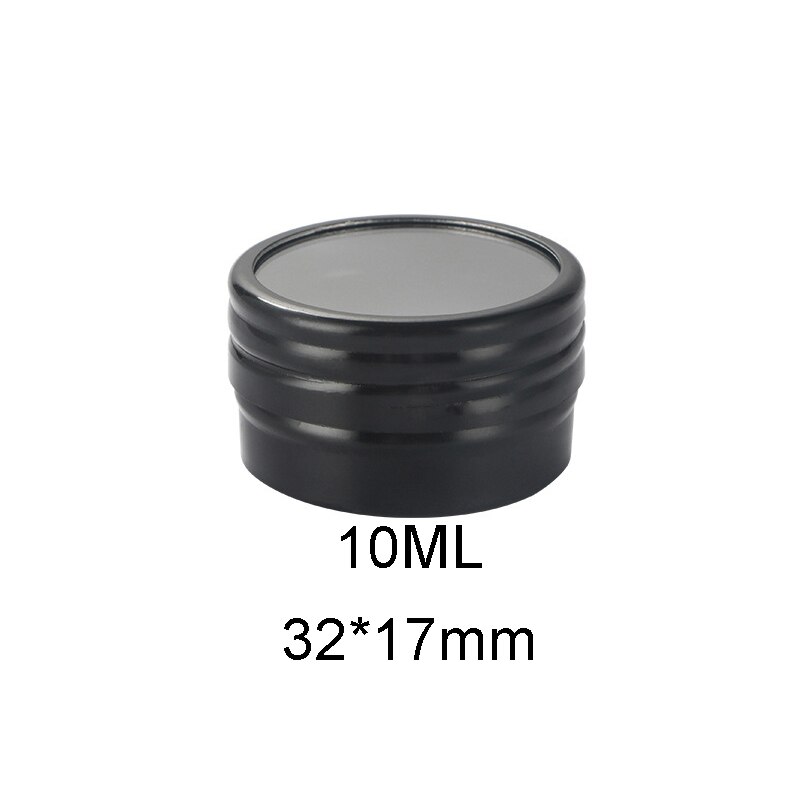 10Pcs Ronde Aluminium Tin Potten Met Venster Nail Box Thee Kaars Mini Sample Jar Lippenbalsem Tin Cosmetische Container sieraden Opslag: Double Black