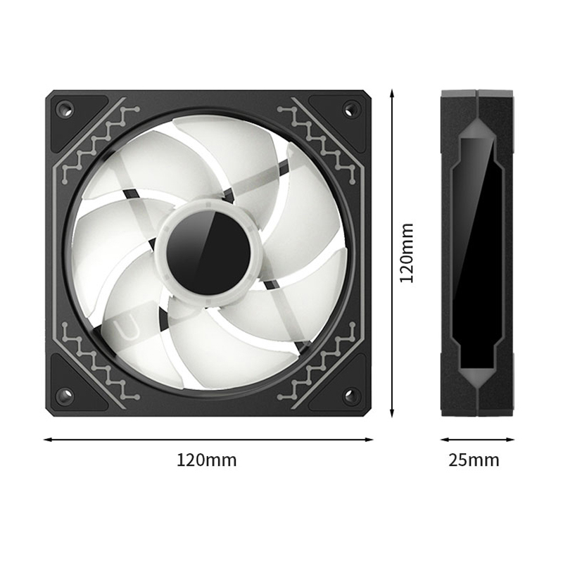 Teucer prism 12025 pc kabinetblæser 120mm 5v 3- pins argb cyklisk spejllyseffekt pwm 800 to 2000 rpm køleblæsersæt 3 stk.