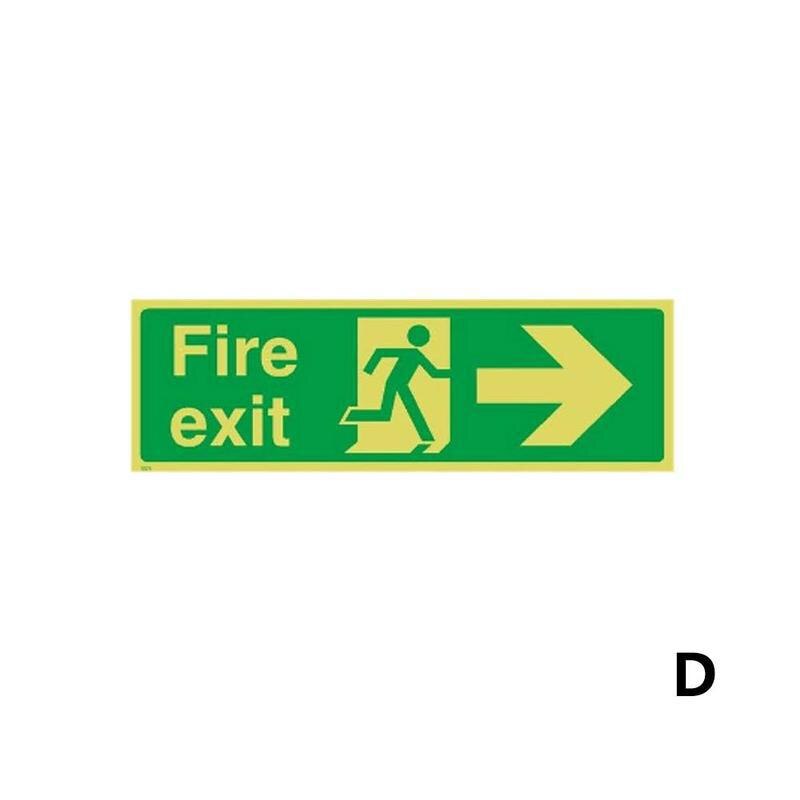 Zelf Adhisive Waterdichte Exit Sign Groene Lichtgevende Veiligheidswaarschuwing Tape Nachtzicht Fire Exit-Rechts Borden Muren Sticker 36x14cm: D