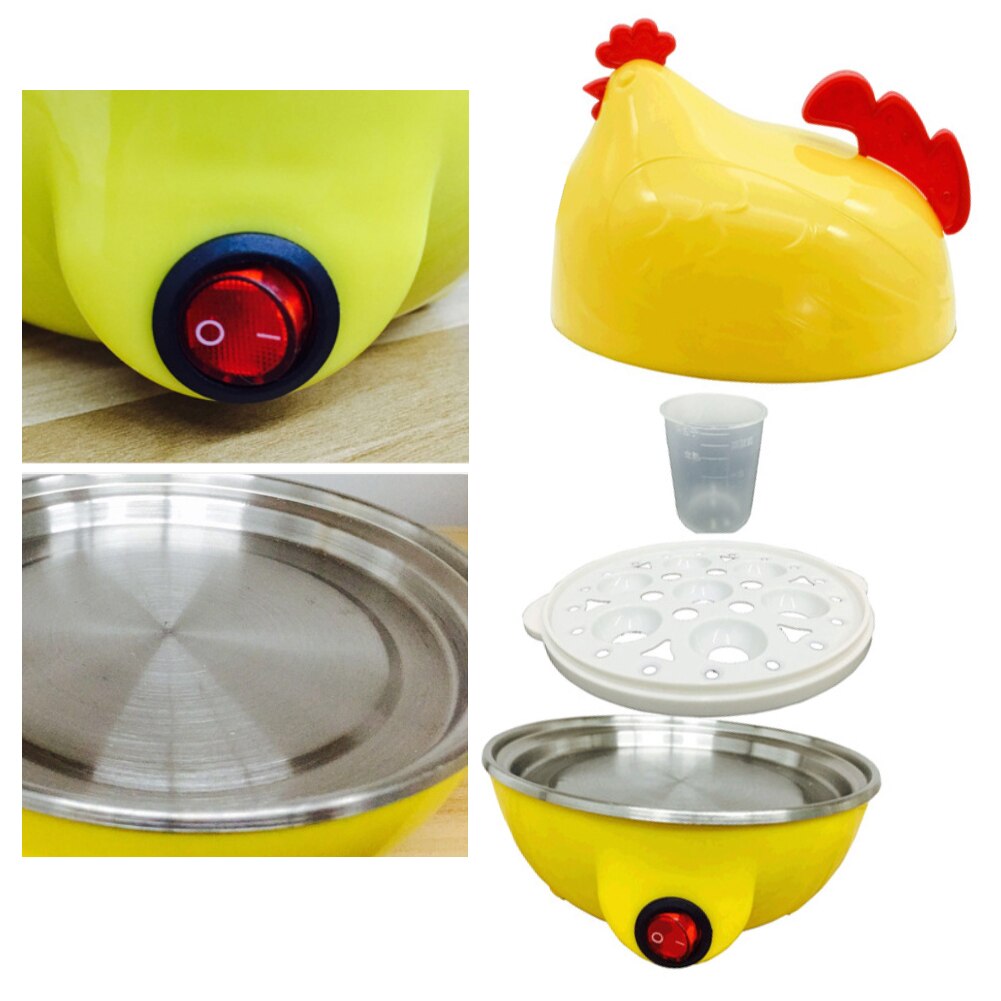 Chick-Shaped 7 Boiled Egg Steamer Pestle Microwave Egg Cooker Cooking Tools Steamed Eggs Noodles Heating Milk Kitchen Gadget