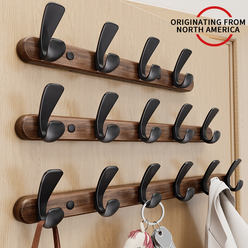 Ganchos para batas de nogal, decoración del hogar, ganchos de madera para ropa, montaje en pared, colgador de bolsas, organización del baño, estilo