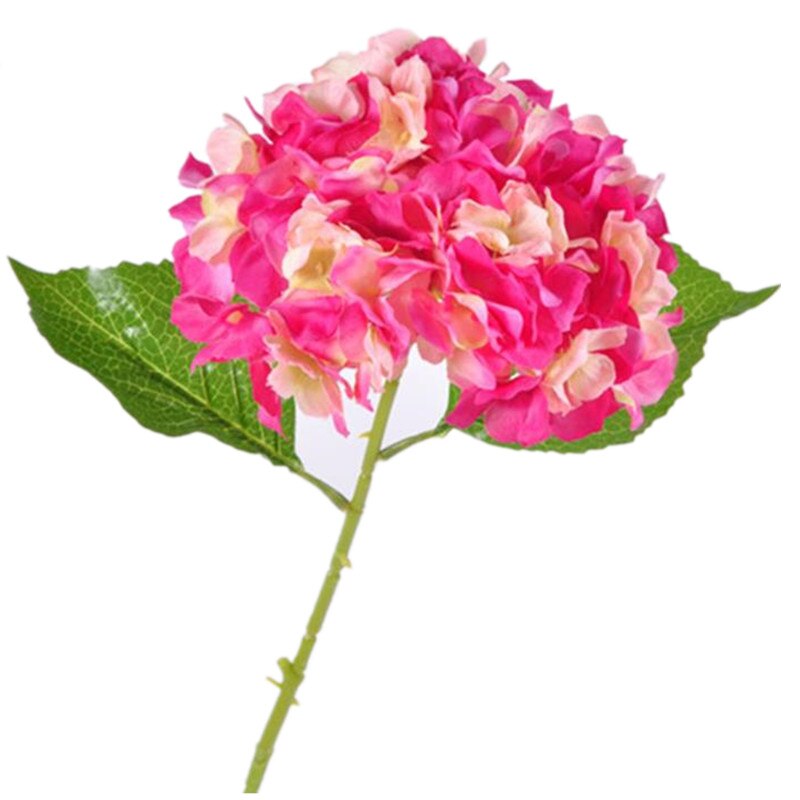 10Pcs Zijde Enkele Stem Big Head Hortensia Bloem Tak Kunstmatige Hydrangea Macrophylla Voor Wedding Party Decoratie Bloemen: Deep Pink