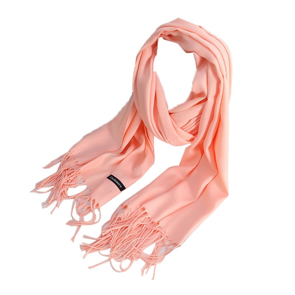 Zachte Kasjmier Sjaals Vrouwen Herfst Effen Kleur Wraps Dunne Lange Sjaal Met Kwastje Casual Lady Winter Vrouwelijke Sjaal: Grijs