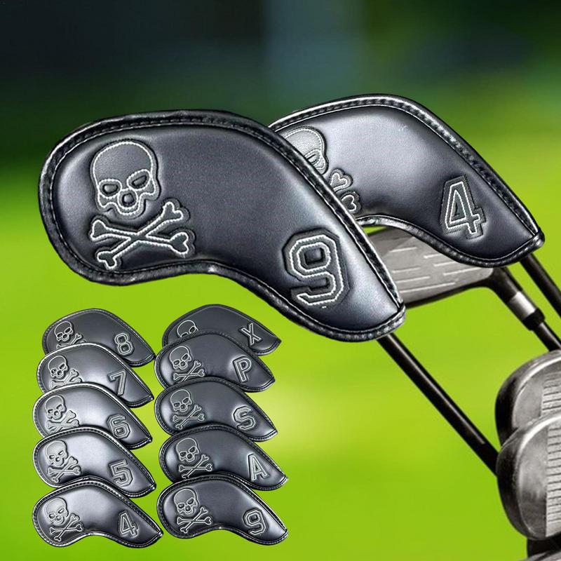 Couvre-têtes de Club de Golf, doublure en fourrure, couverture de Putter de Golf en cuir PU, ensembles de couvre-chef en fer, étui de protection, accessoires de Golf, 10 pièces