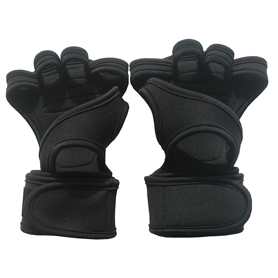 Gants d'entraînement d'haltérophilie avec protection complète de la l'hypothèse intégrée, poignée idéale pour la gym, les côtes levées, les sports d'entraînement croisés, les poignets intégrés: Black / XL