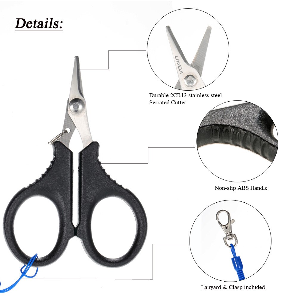 Lixada Kleine Vissen Schaar Line Cutter Snijden Vissen Lokt Vissen Tang Schaar Inbegrepen Lanyard Sluiting Visgerei Tool