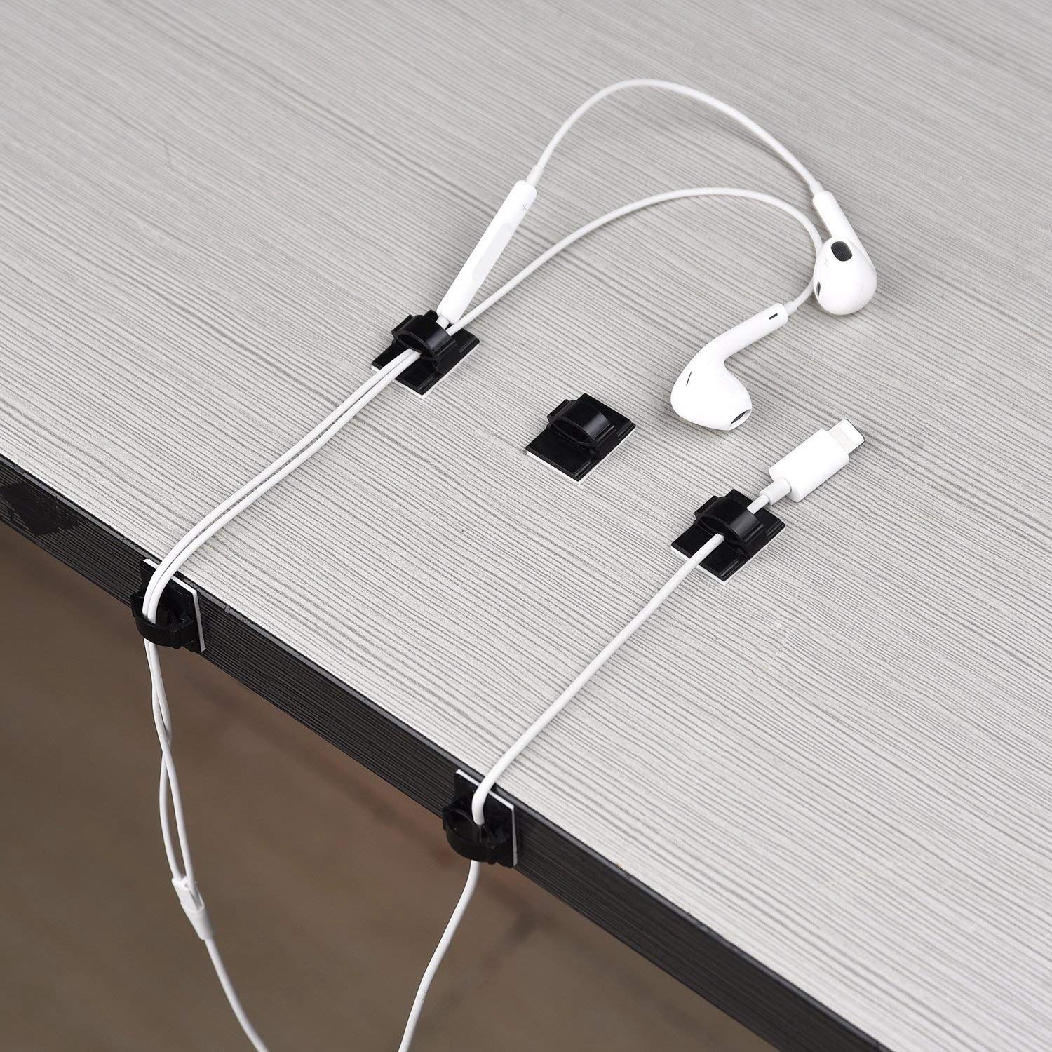 BMBY-50 pcs. Self Adhesive Cable Clamp Plastic Rectangular Cable Clips Cable Tie Quick Bind Cable Wire Management Holder for C