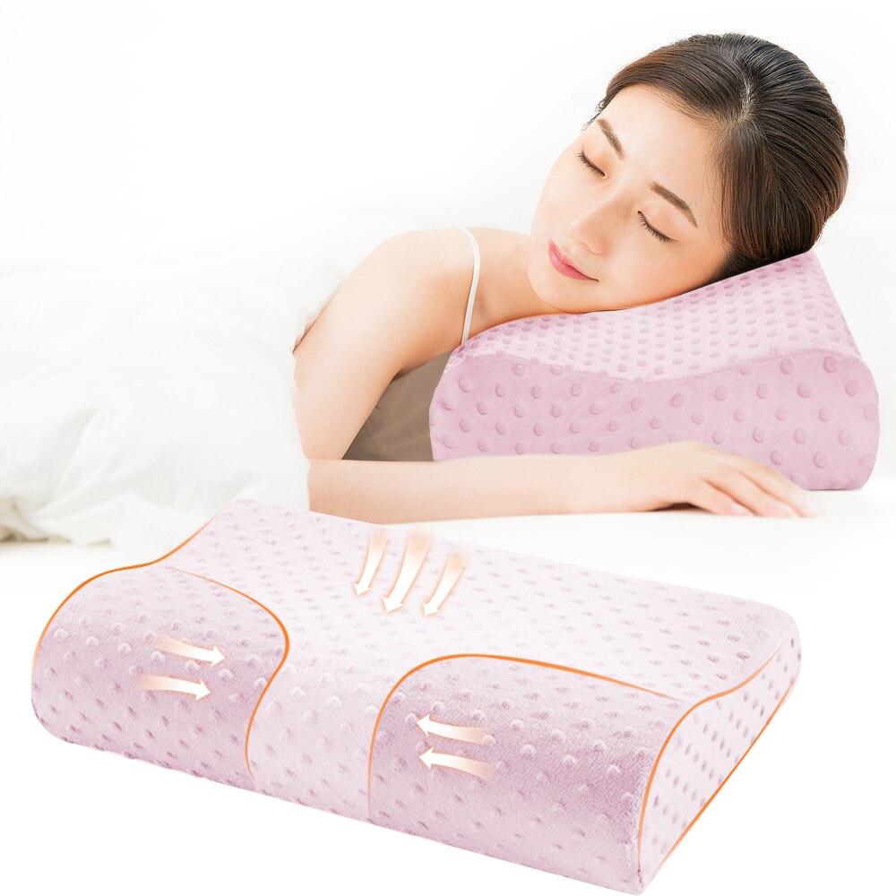 40X25Cm Memory Foam Kussen Orthopedische Vormige Beddengoed Kussen Zachte Massage Voor Slapen Nek Pijn Cervicale Bamboe kussens: Pink 40x25cm