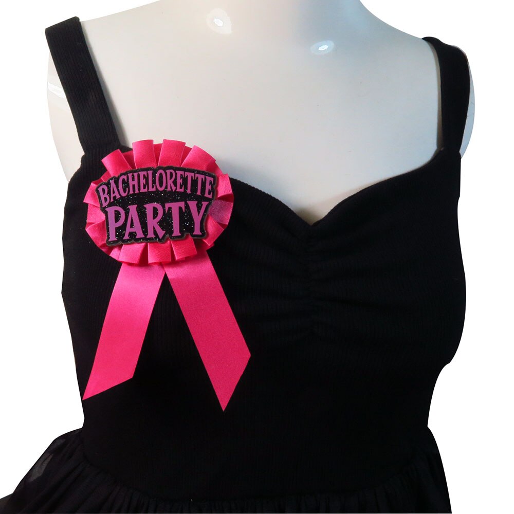 3pcs Pink ribbon badge pink glitter round button bachelorette party girl pin star bride to be hen party happy birthday 21 brooch