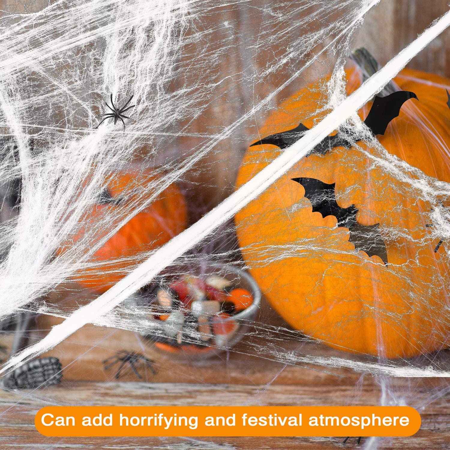 Halloween Scary Party Scene Props White Stretchy Cobweb Spider Web Horror Halloween Decoration For Bar Haunted House