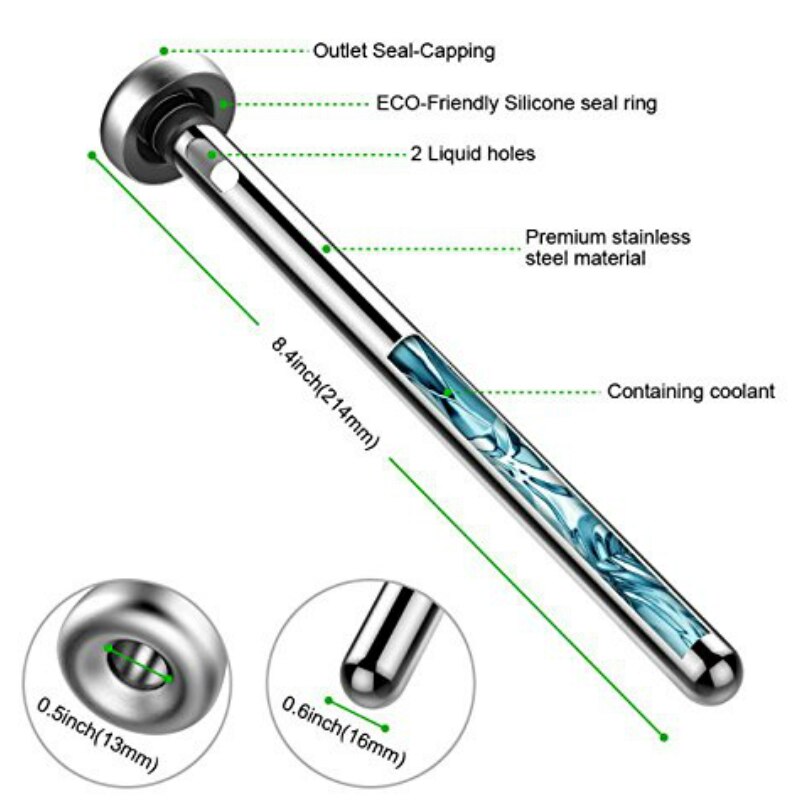 Steel Beer Cooler Stick Champagne Whisky Cooling Stick Bottle Chill Rod for Wine Cooler Cooling Beer Chilling Rod Wine Decanter