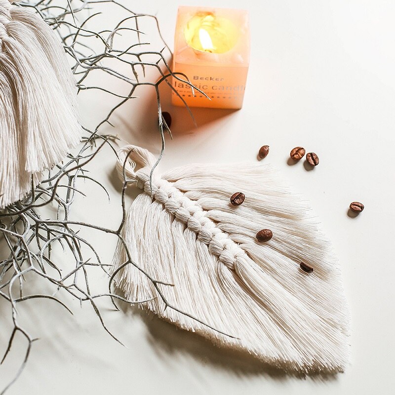 Macrame Mini Leaf Tapestry Boho Wall-Hanging Tassel Bedroom Decoration Mandala Home Pendant