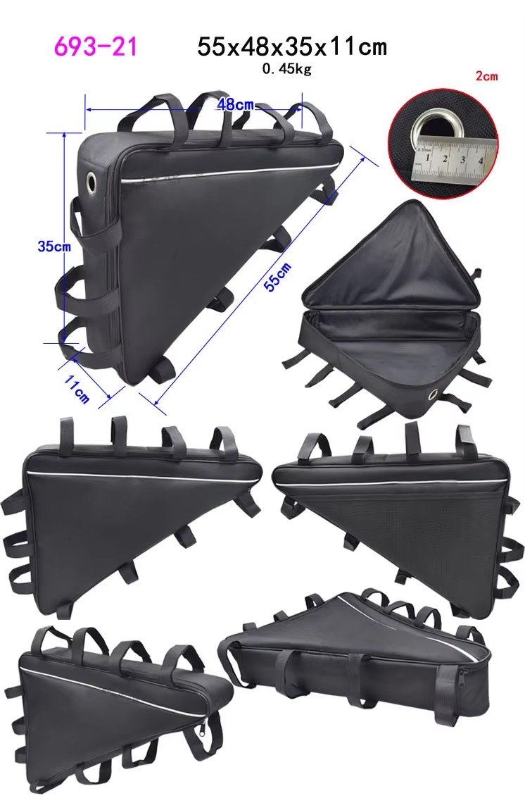 Borsa per batteria per bicicletta elettrica borse per ciclismo a triangolo borsa per telaio per bici da strada MT borse per ciclismo borse per tubo anteriore per bicicletta di grandi dimensioni: bianca