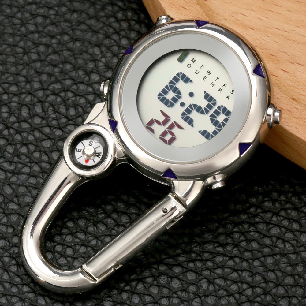 Multifunction Hook Up Carabiner Watch Sports Digital Watches Portable Mini Clip On Watch Clip Watch for Men Women