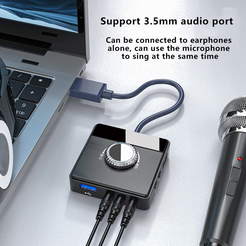 USB External Sound Card 3 Ports To 3.5mm Jack Driver-Free Volume Adjustable Sound Card External Stereo Audio Adapter