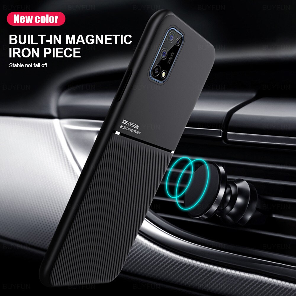 Für realme7 5g fall leder textur auto magnetischer halter telefon abdeckungen für oppo realme 7 pro realmy realmi 7 7pro stoßfest coque