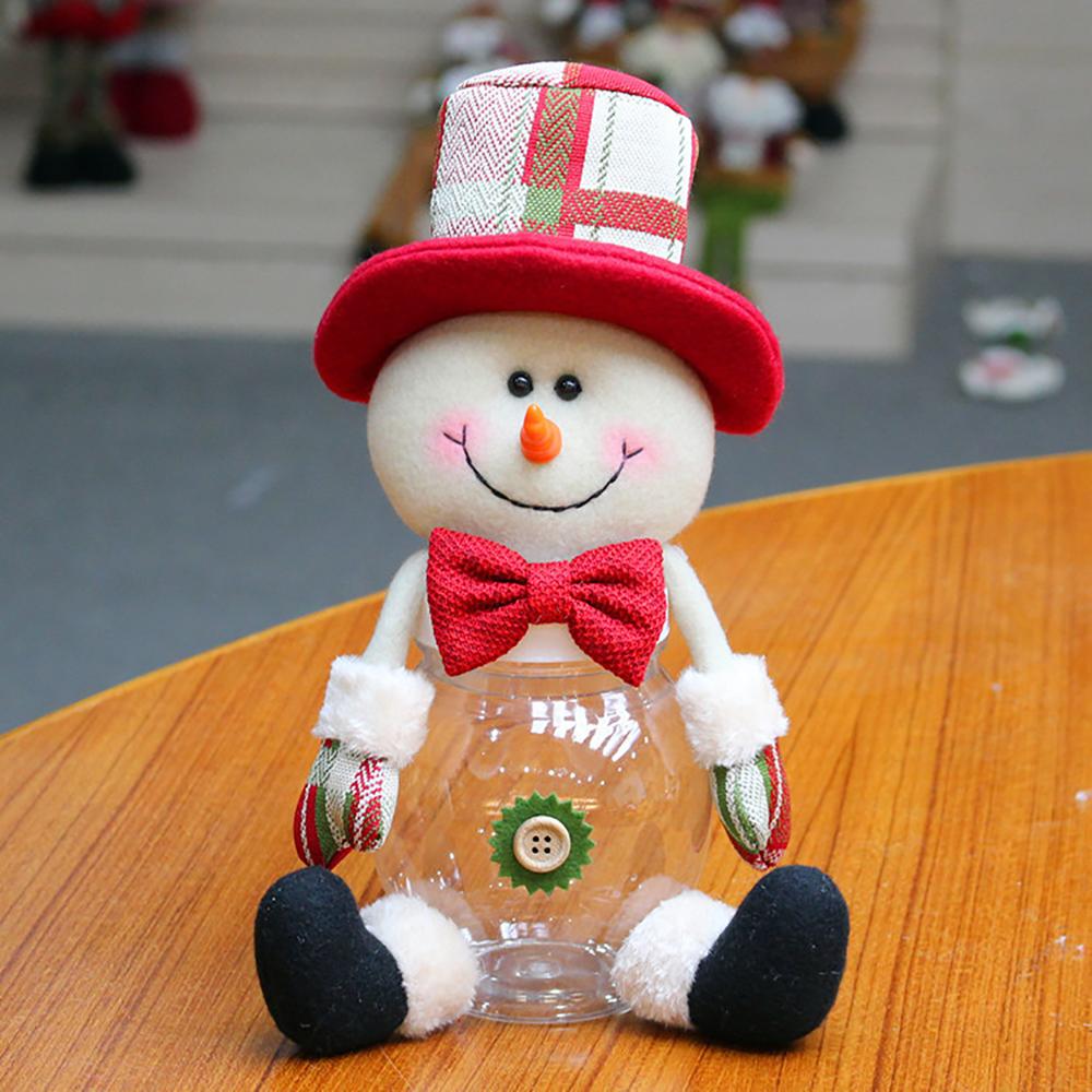 Jul godis burk xmas älg santa snögubbe klar plast godis burk flaska hållare fest dekor behållare