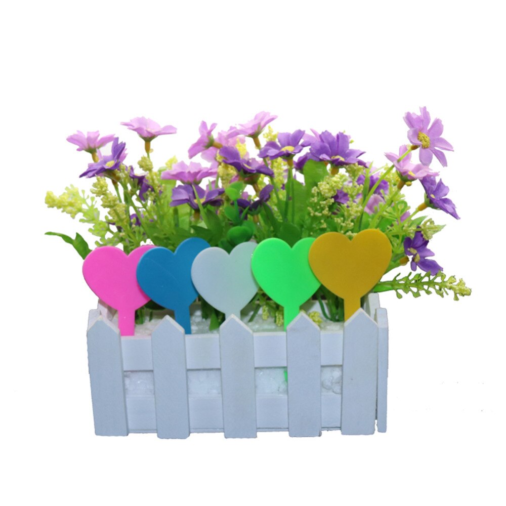 Hjärtformade plastetiketter dekorationsetikett trädgårdsplantor krukväxter blommor växter klassificering märkningsverktyg 30 st