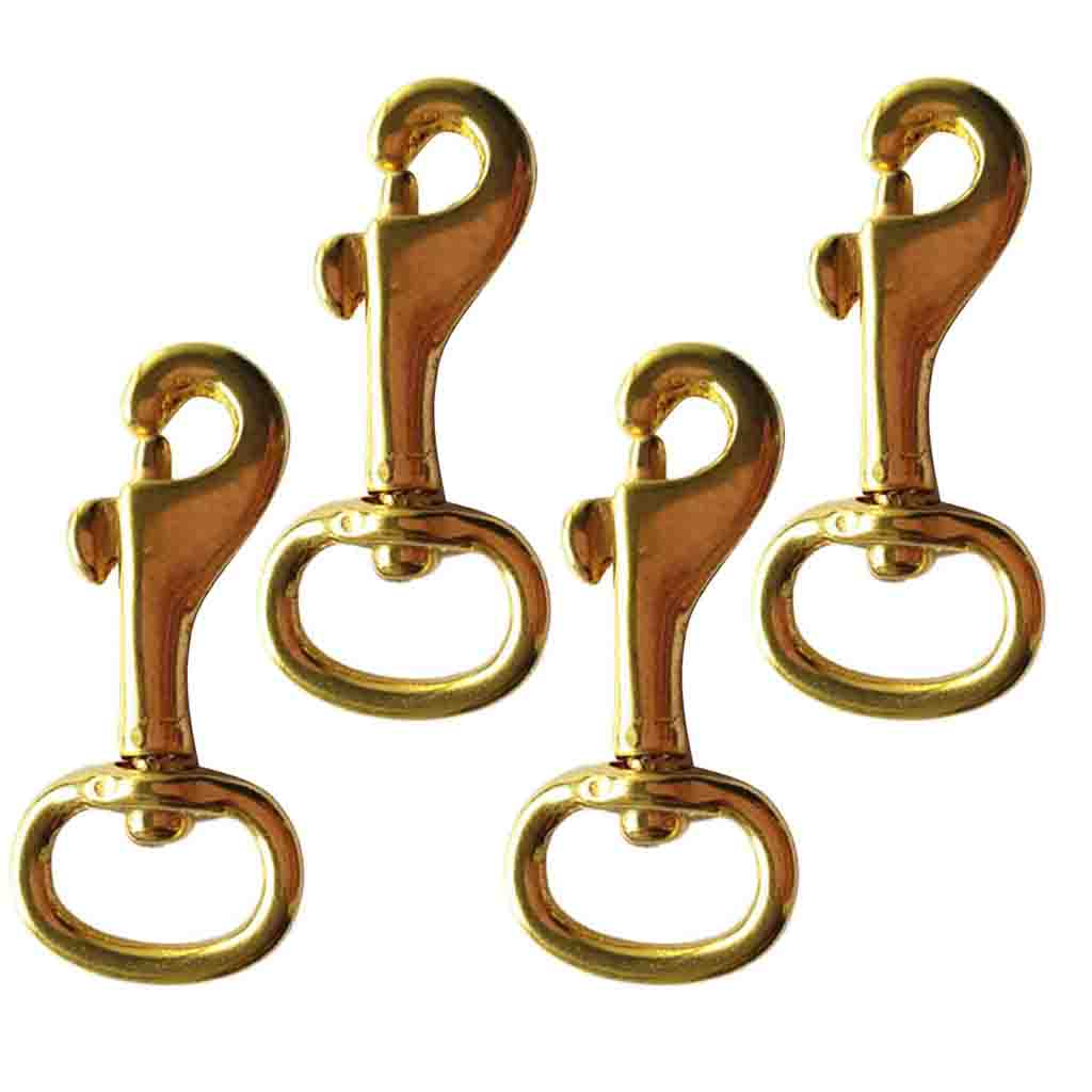 4 Pieces Solid Brass Swivel Eye Bolt Snap 45mm Marine Hook Dog Chain Clip Hiking Carabiner