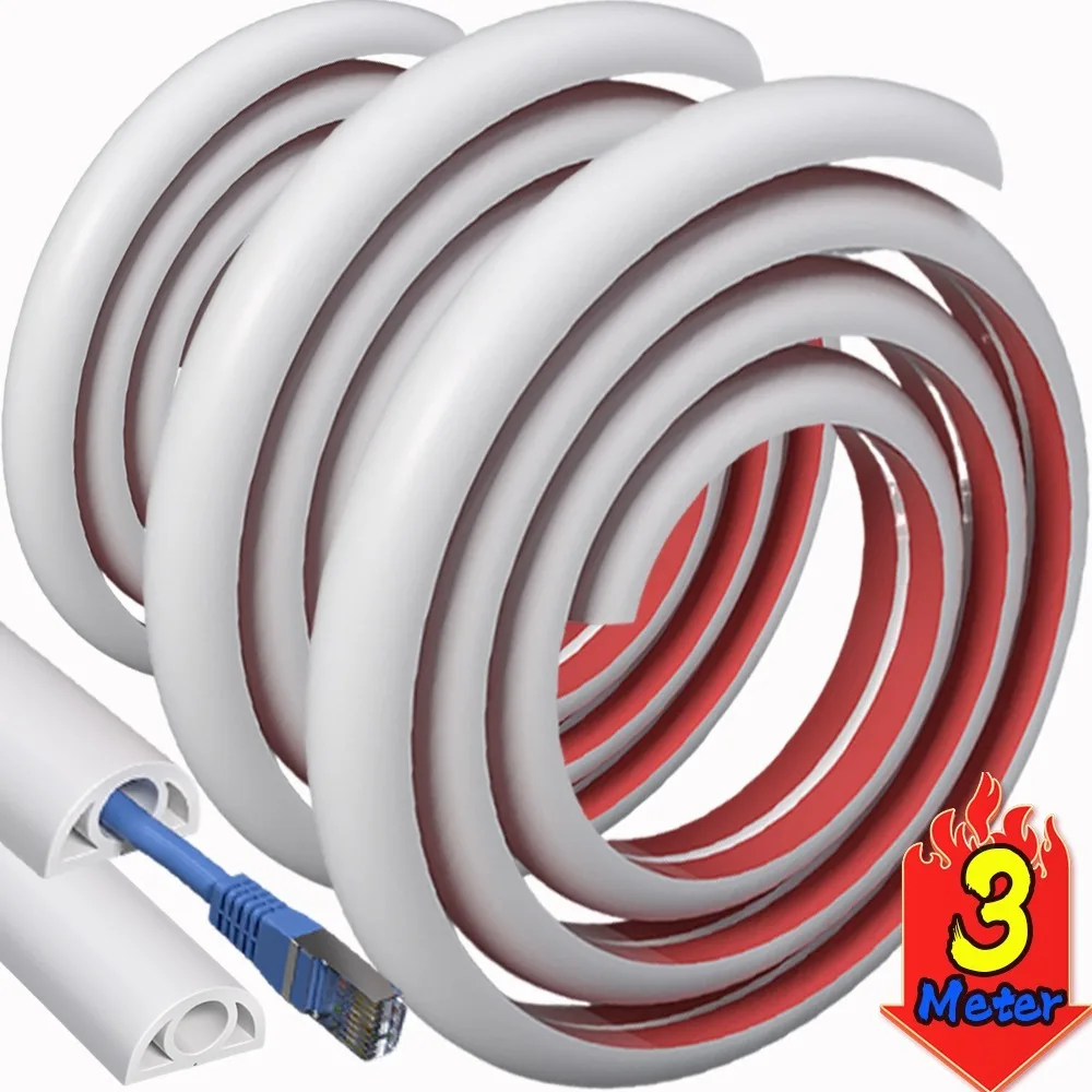Floor Cord Cover Self-adhesive Car Door Seal Strip Waterproof Flexible Electrical Conduit Cable Protectors Home Wiring Accessory