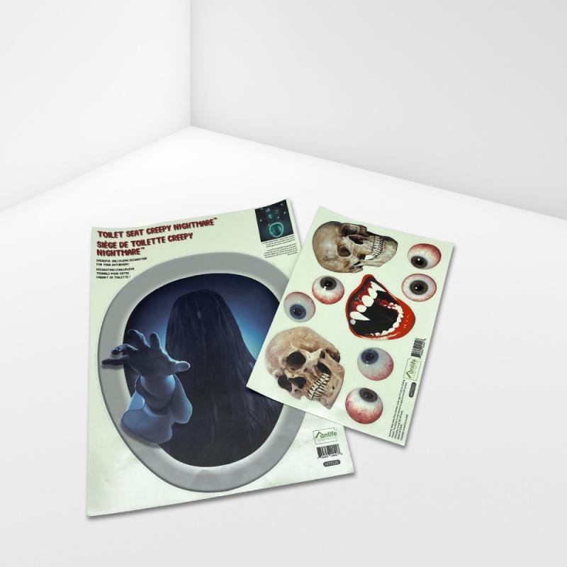 Halloween Glowing Horror Faceless DIY Skull Toilet Stickers Waterproof Removable Peel and Stick Bathroom Decals