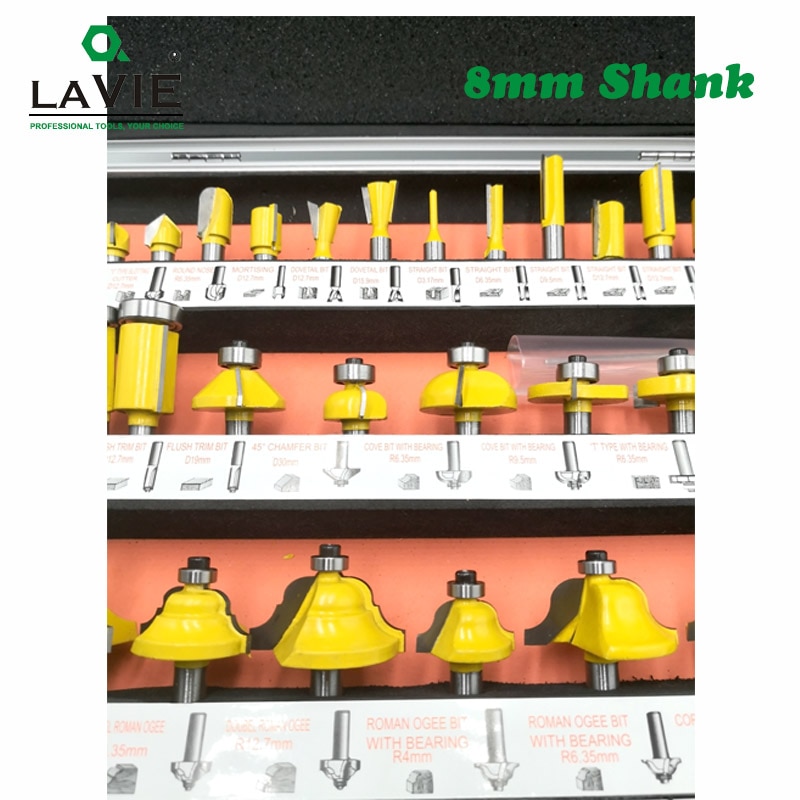 35 pçs 8mm shank carpintaria roteador bits flush em linha reta chanfro corte bits diy fresa para madeira ferramenta de gravura mc02008