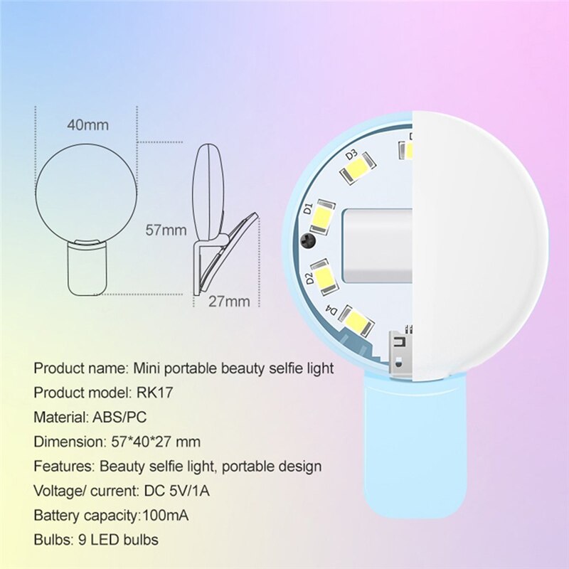 Mini Led Flash Vullen Licht Up Selfie Lichtgevende Lamp Telefoon Ring Camera Lenzen Voor Iphone X 7 8 Nokia 5 xiomi Mi 8 Clip Mobiele Lens