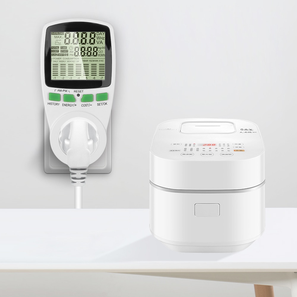 110/230v 50hz digital wattmeter lcd effektmåler wattmåler analysator energi kwh effektanalysator monitor