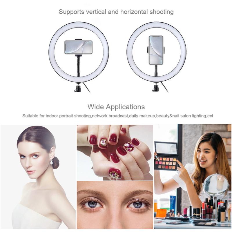 10.2/11.8in 26/30Cm Usb 3 Modes Led Ring Light Living Uitzending Selfie Vullen Ronde Lamp Dimbare 3 Licht Modi Selfie Vullen Lamp