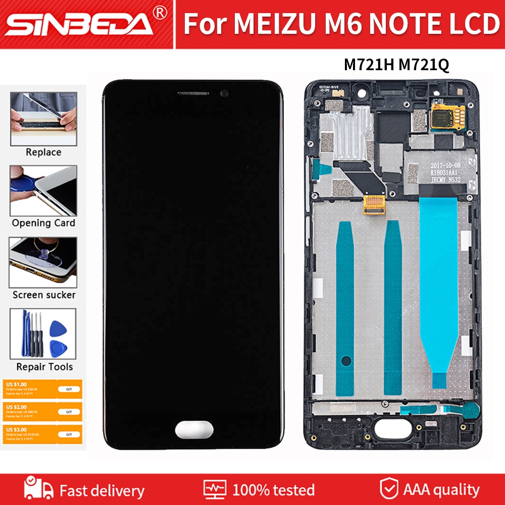 5.5 "Originele Display Voor Meizu M6 Note M721H M721Q M721W Lcd Touch Screen Vervangende Onderdelen Voor Meilan Note 6 Lcd + Frame