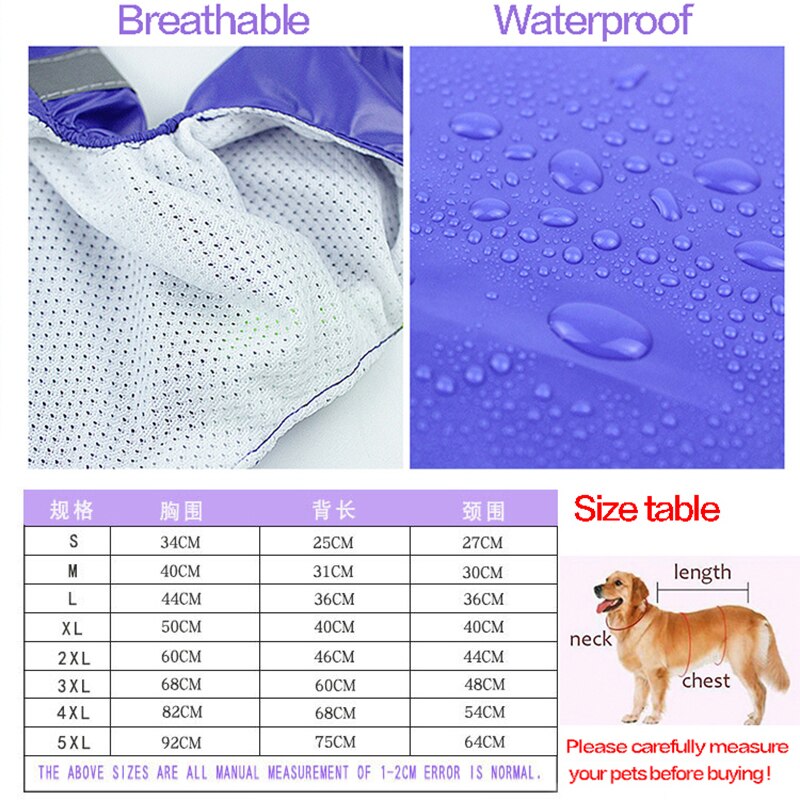 Dog Raincoat Pet Waterproof Detachable Rain Jacket Dogs Water Resistant Clothes Floral Patterns Trench Coat for Rainy Day