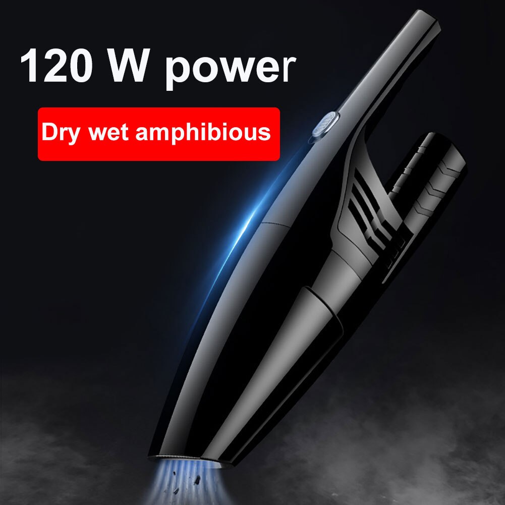 Alta succión aspirador de mano para coche, de 120W, uso doble en seco y mojado, 12V, Mini, impermeable, para coche