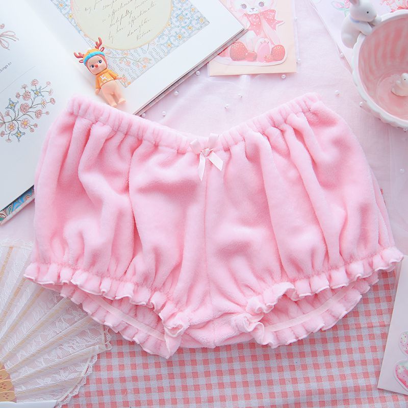 Velvet Pajamas for Teenagers Adorable Pink Home Clothing Two Piece Autumn Winter Cute Underwear Women Kawaii Pyjamas Pj Shorts