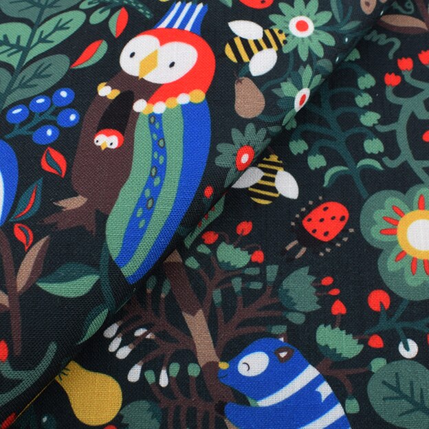 Tegneserie papegøyeserie, trykt bomullslinstoff for gjør-det-selv quilting og sy sofa, duk, gardin, veske, putemateriale: A 1 stk