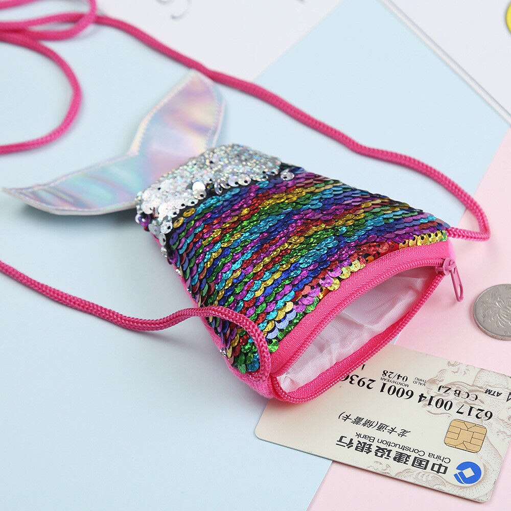 Kid Meisje Kleurrijke Veranderen Sequin Mermaid Tail Bag Portemonnee Purse Cross Body Bag Schouder Messenger Bag Purse