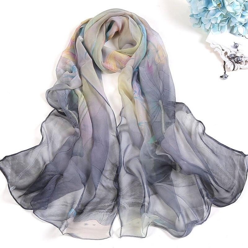 Madam Pretty Scarf Sunscreen Shawl Individuality Lotus Flower Georgette Thin Scarves: 5