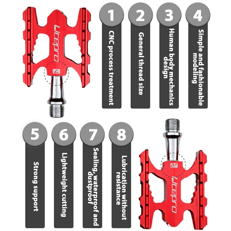 Pedal Sepeda MTB Lipat 412 Bahan Aluminium Alloy Ultra Ringan pedal bagian-bagian sepeda