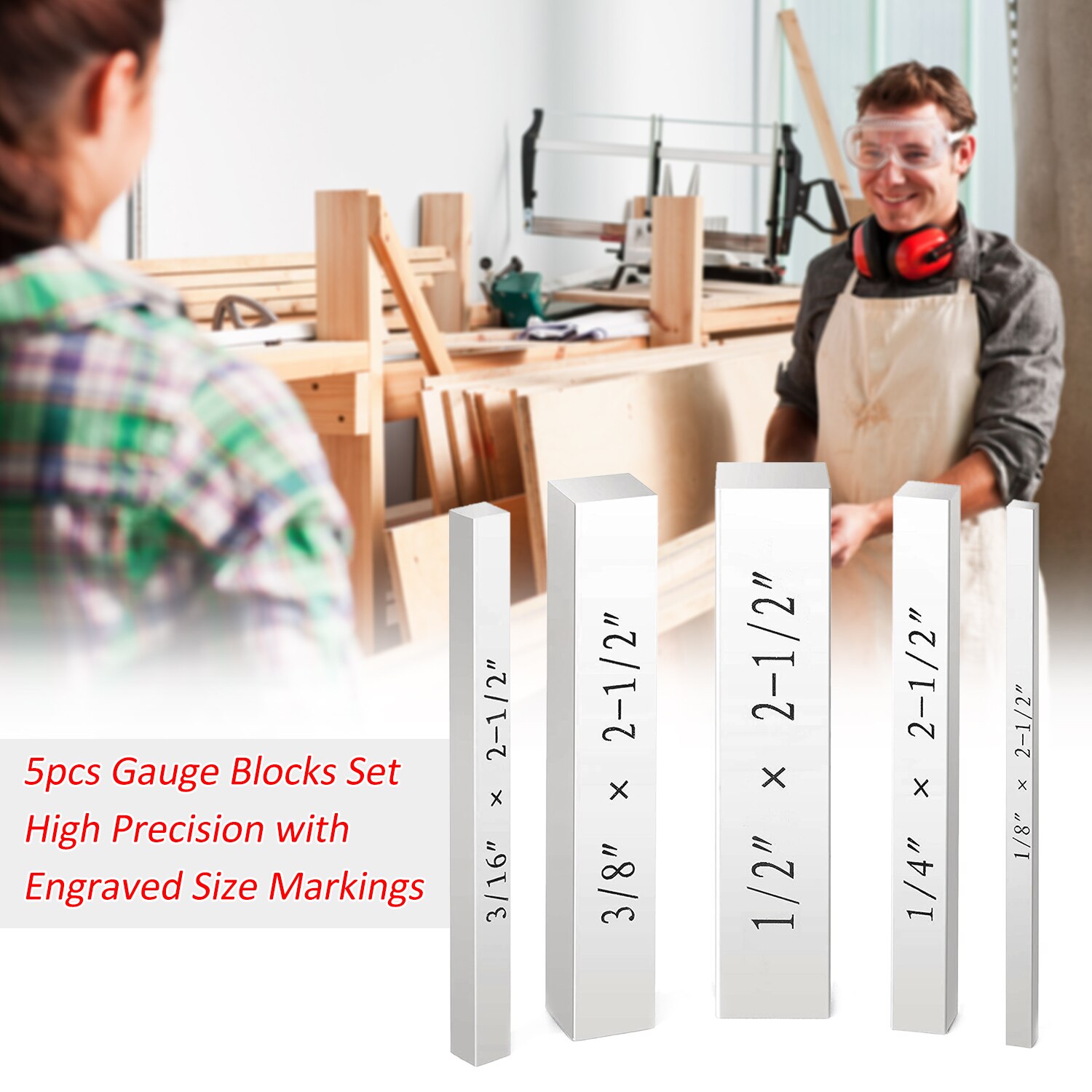 Set-Up Blocks Set 5pcs Gauge Blocks with Engraved Markings Machinist Tool Woodworking Tool for Precise Height Distance Setup