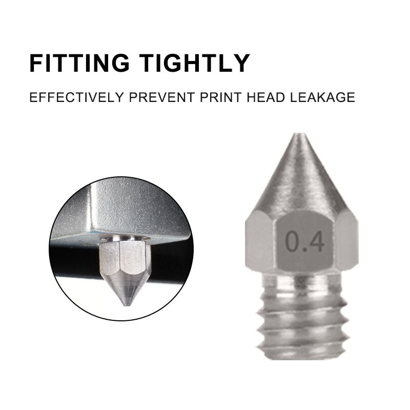 M6 Schroefdraad Roestvrij Staal MK8 Nozzle 0.2 0.3 0.4 0.5 0.6Mm Voor 1.75Mm Filament 3D Printer Extruder CR10 CR-10S Ender 3/ 5
