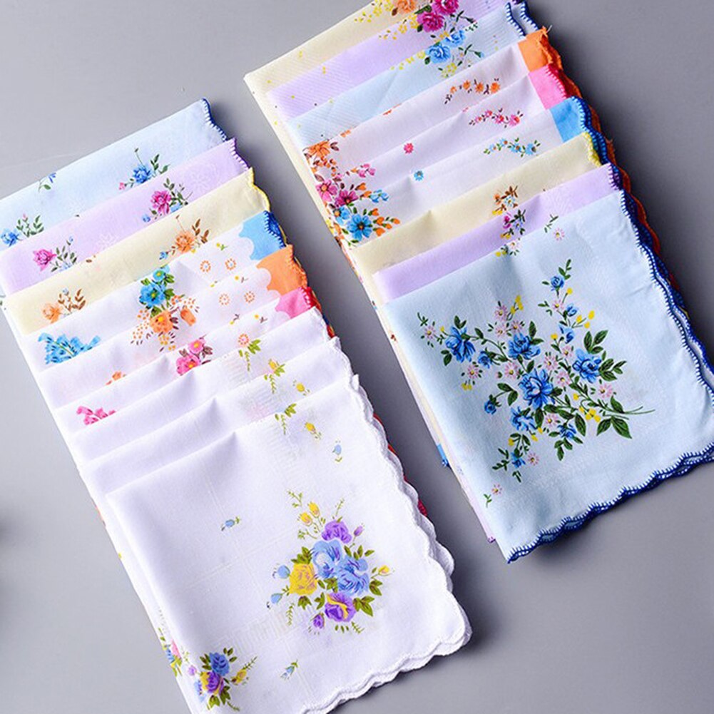 5 st vintage bomull damnäsdukar broderade fjärilsblomma näsduk blommiga damnäsdukstyger slumpmässig färg