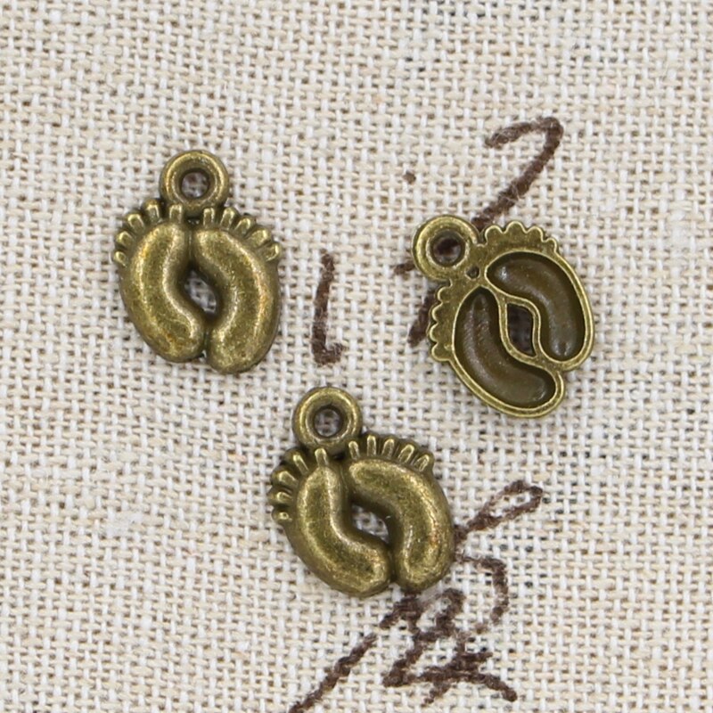 30 stk charms fødder fod 13 x 10mm antikke sølv bronze forgyldte vedhæng gør diy håndlavede tibetanske sølv bronze smykker