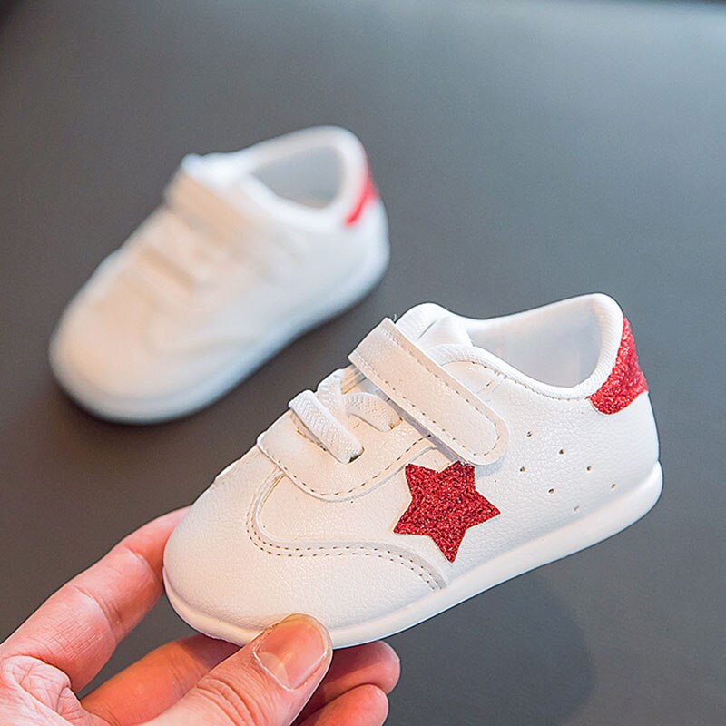 Baby skor sneakers söt stjärna småbarn skor för pojke flicka mjuk bomull anti slip vår sommar baby pojke skor första vandrare: Röd / 20